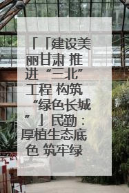 「建设美丽甘肃 推进“三北”工程 构筑“绿色长城”」民勤：厚植生态底色 筑牢绿色屏障