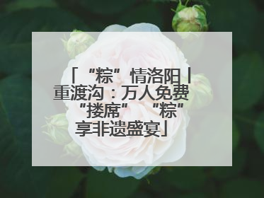 “粽”情洛阳丨重渡沟：万人免费“搂席” “粽”享非遗盛宴