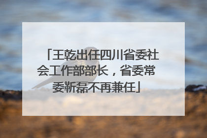王乾出任四川省委社会工作部部长，省委常委靳磊不再兼任