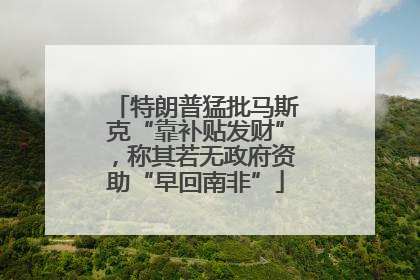 特朗普猛批马斯克“靠补贴发财”，称其若无政府资助“早回南非”