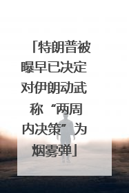 特朗普被曝早已决定对伊朗动武 称“两周内决策”为烟雾弹