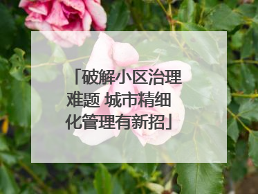 破解小区治理难题 城市精细化管理有新招
