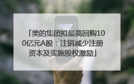 美的集团拟最高回购100亿元A股：注销减少注册资本及实施股权激励