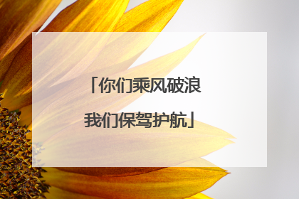 你们乘风破浪 我们保驾护航