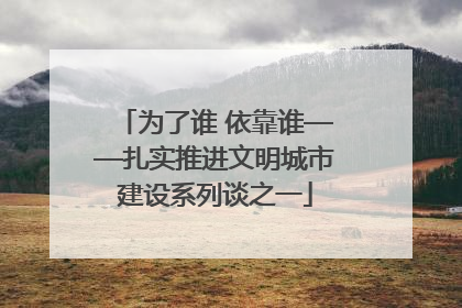 为了谁 依靠谁——扎实推进文明城市建设系列谈之一