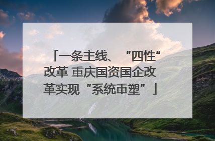 一条主线、“四性”改革 重庆国资国企改革实现“系统重塑”