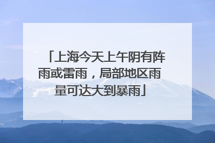 上海今天上午阴有阵雨或雷雨，局部地区雨量可达大到暴雨