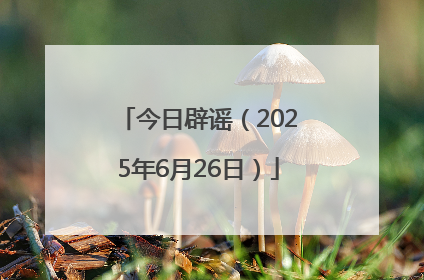 今日辟谣（2025年6月26日）