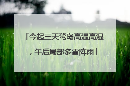 今起三天鹭岛高温高湿，午后局部多雷阵雨