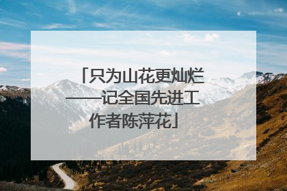 只为山花更灿烂——记全国先进工作者陈萍花