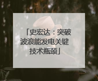 史宏达：突破波浪能发电关键技术瓶颈