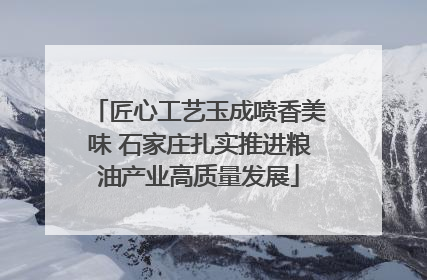 匠心工艺玉成喷香美味 石家庄扎实推进粮油产业高质量发展