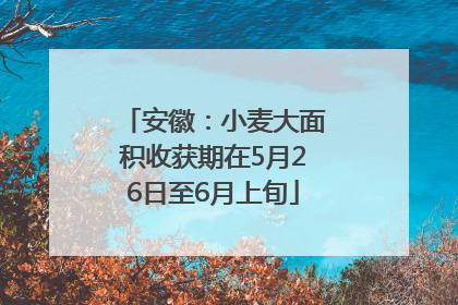 安徽：小麦大面积收获期在5月26日至6月上旬