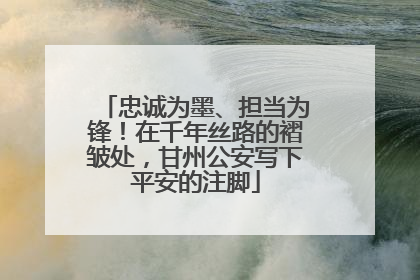 忠诚为墨、担当为锋！在千年丝路的褶皱处，甘州公安写下平安的注脚
