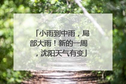 小雨到中雨，局部大雨！新的一周，沈阳天气有变