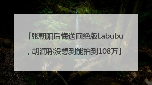 张朝阳后悔送回绝版Labubu，胡润称没想到能拍到108万