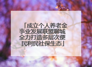 成立个人养老金事业发展联盟聊城全力打造多层次便民利民社保生态