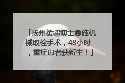 扬州援疆博士急施机械取栓手术，48小时，重症患者获新生！