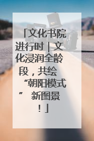 文化书院进行时｜文化浸润全龄段，共绘 “朝阳模式” 新图景！