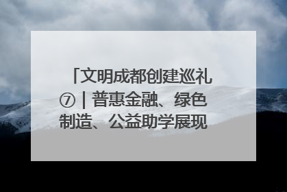 文明成都创建巡礼⑦｜普惠金融、绿色制造、公益助学展现城市文明底色