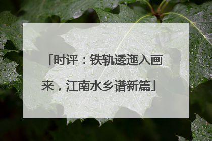 时评：铁轨逶迤入画来，江南水乡谱新篇
