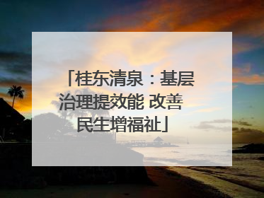 桂东清泉：基层治理提效能 改善民生增福祉