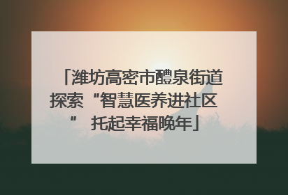 潍坊高密市醴泉街道探索“智慧医养进社区” 托起幸福晚年