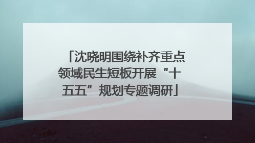 沈晓明围绕补齐重点领域民生短板开展“十五五”规划专题调研