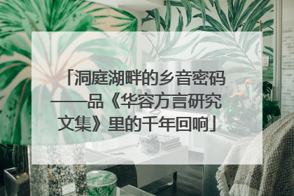 洞庭湖畔的乡音密码——品《华容方言研究文集》里的千年回响