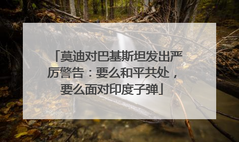 莫迪对巴基斯坦发出严厉警告：要么和平共处，要么面对印度子弹