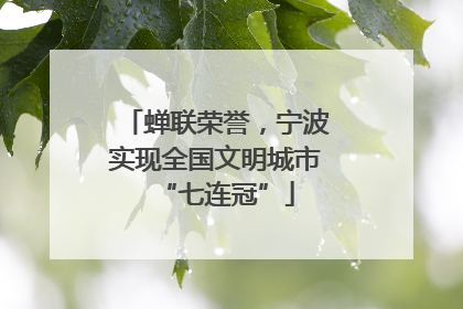 蝉联荣誉，宁波实现全国文明城市“七连冠”