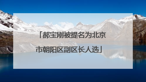 郝宝刚被提名为北京市朝阳区副区长人选