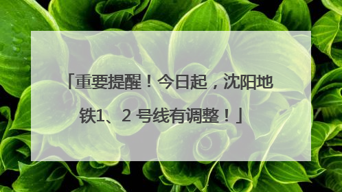 重要提醒！今日起，沈阳地铁1、2 号线有调整！