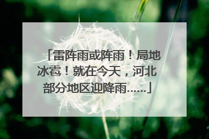 雷阵雨或阵雨！局地冰雹！就在今天，河北部分地区迎降雨……